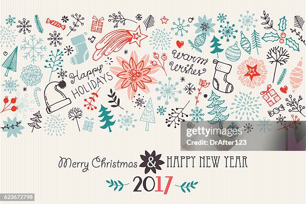 stockillustraties, clipart, cartoons en iconen met merry christmas and happy new year - 2017