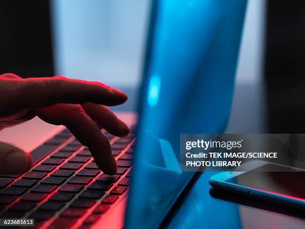 laptop use - selective focus stock illustrations