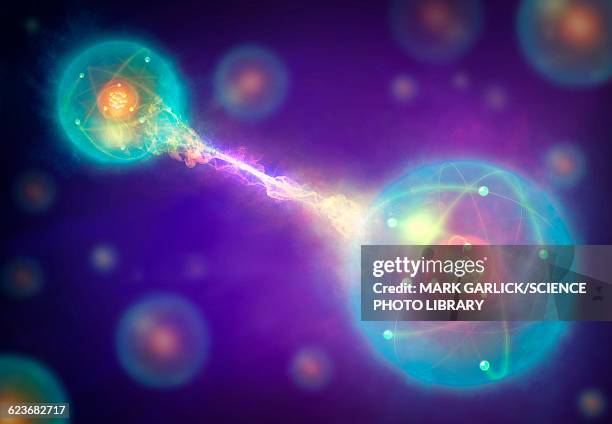 illustrazioni stock, clip art, cartoni animati e icone di tendenza di quantum entanglement - quantum physics