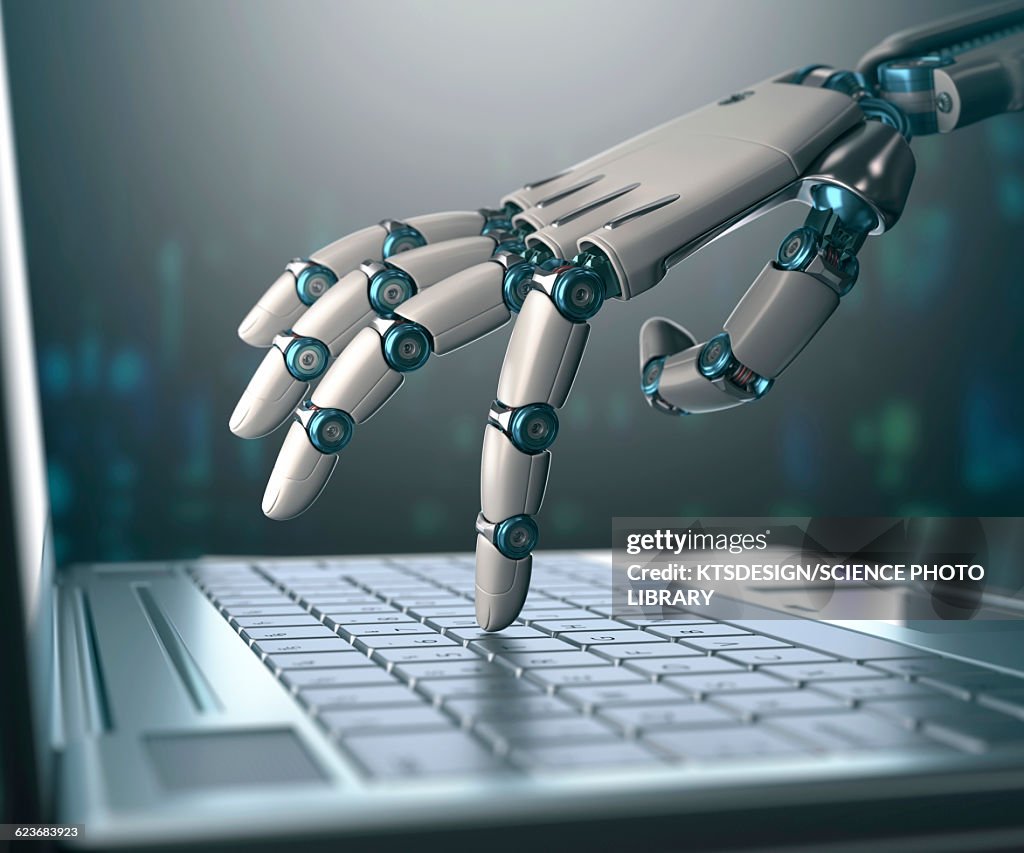 Computer Hand Model Robotic Hand Using A Laptop Computer High-Res Vector Graphic - Getty Images