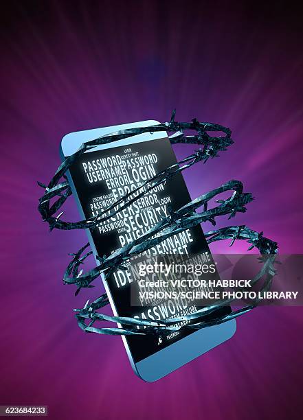 mobile data security - barbed wire stock illustrations