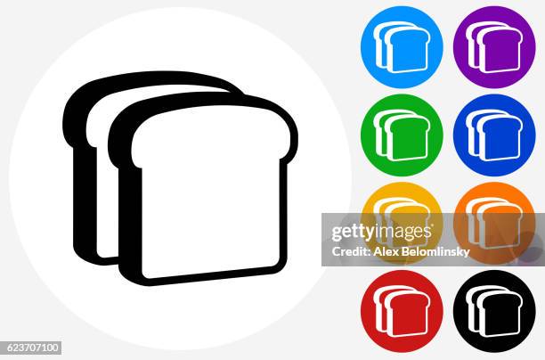 bread slices icon on flat color circle buttons - bread white background stock illustrations