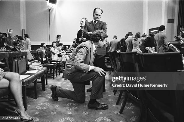 In the Judiciary Committee hearing room on Capitol hill, Hillary Rodham , working as a lawyer for the Rodino Committee, which was bringing...