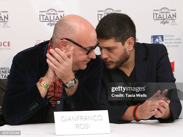 Directors Gianfranco Rosi and Claudio Giovannesi attend the Cinema Italian Style press conference at Mr. C Beverly Hills on November 16, 2016 in...