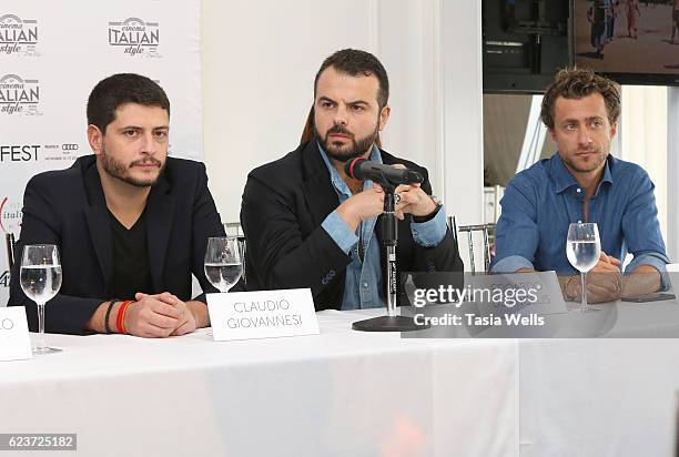 Claudio Giovannesi, director Edoardo De Angelis and director Francesco Carrozzini attend the Cinema Italian Style press conference at Mr. C Beverly...