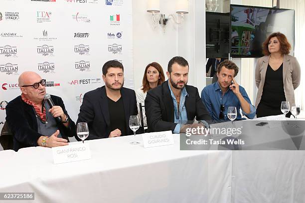 Directors Gianfranco Rosi, Claudio Giovannesi, Edoardo De Angelis, director Francesco Carrozzini and author Laura Delli Colli attend the Cinema...