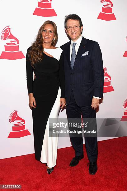 Iris Oliveros and President of the Latin Recording Academy Gabriel Abaroa attend the 2016 Latin Recording Academy Special Awards during the 17th...