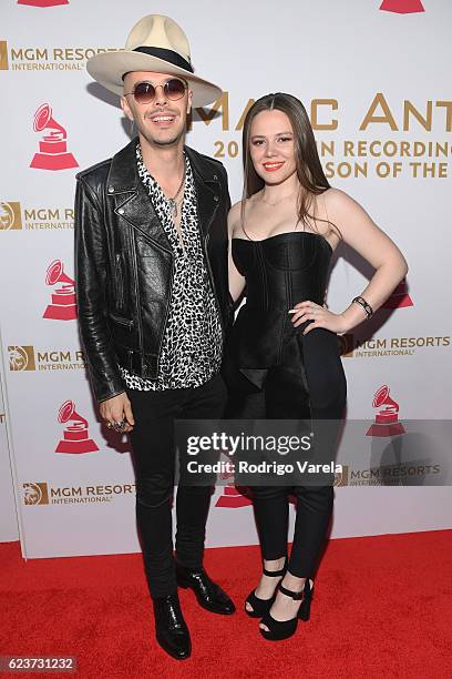 Recording artists Jesse Huerta and Joy Huerta of Jesse y Joy attend the 2016 Person of the Year honoring Marc Anthony at the MGM Grand Garden Arena...