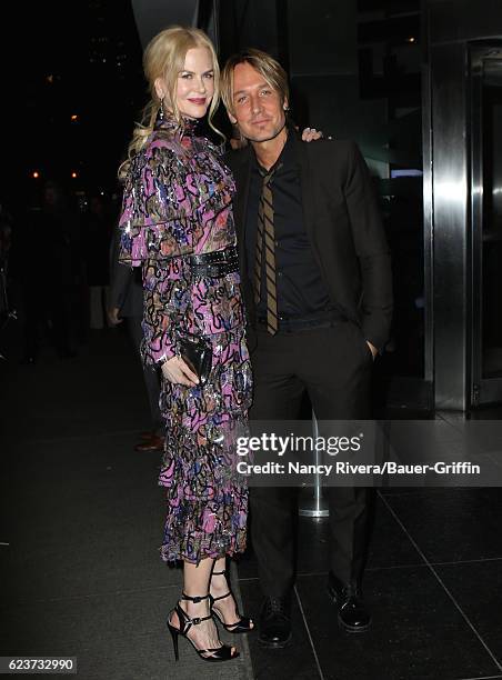 Nicole Kidman and Keith Urban are seen on November 16, 2016 in New York City.