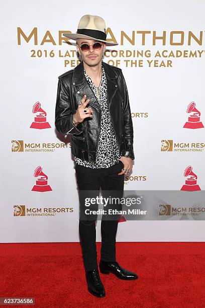 Recording artist Jesse Huerta of Jesse y Joy attends the 2016 Person of the Year honoring Marc Anthony at MGM Grand Garden Arena on November 16, 2016...