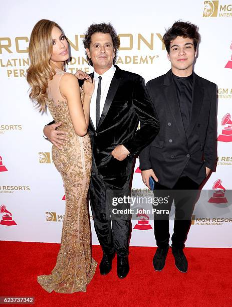 Former Miss Colombia Ariadna Gutierrez, recording artists Carlos Vives and Sebastian Villalobos attend the 2016 Person of the Year honoring Marc...