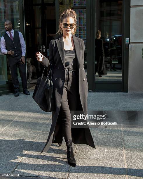 Chrissy Teigen is seen leaving her Downtown hotel on November 16, 2016 in New York City.