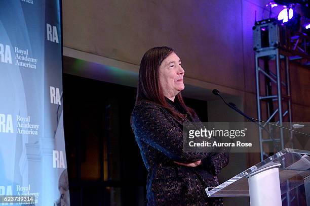 Jenny Holzer attends Royal Academy America Gala Honoring Norman Foster and Jenny Holzer at Hearst Tower on November 15, 2016 in New York City.