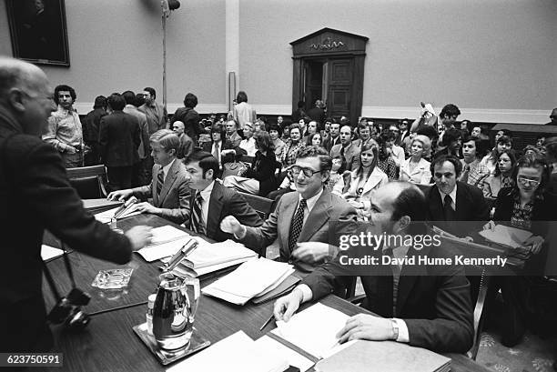 Richard Nixon impeachment Judiciary Committee hearing on Capitol hill on April 25, 1974. Attorney Hillary Rodham , is seated on the far right, and...