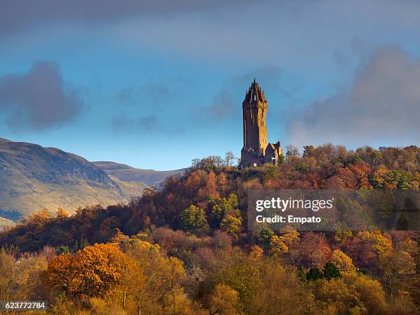 national wallace monument, stirling, schottland. - stirling stock-fotos und bilder