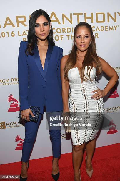 Model Alejandra Espinoza and TV personality Jackie Guerrido attend the 2016 Person of the Year honoring Marc Anthony at the MGM Grand Garden Arena on...
