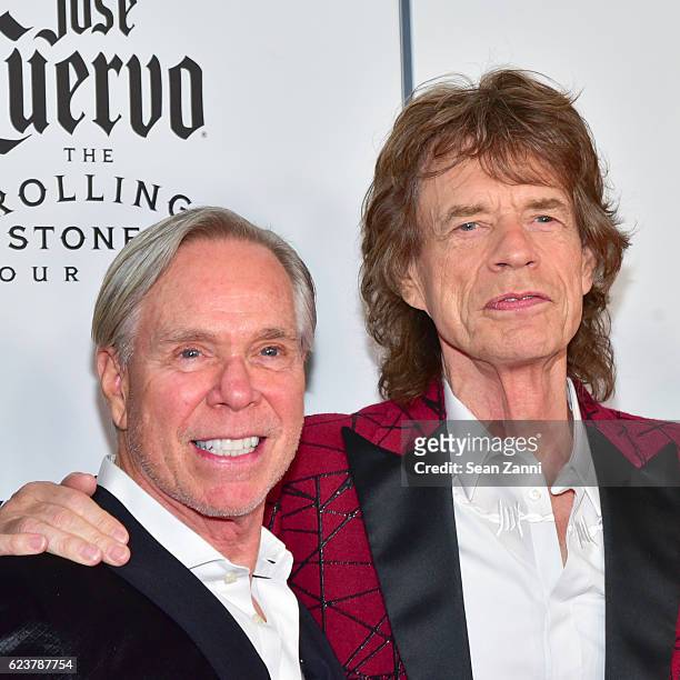 Tommy Hilfiger and Mick Jagger attend The Rolling Stones - Exhibitionism Opening Night at Industria Superstudio on November 15, 2016 in New York City.
