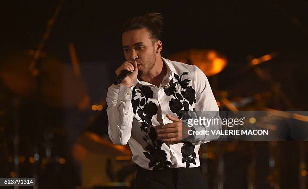 Prince Royce sings during the show for the 2016 Latin GRAMMY's Person Of The Year honoring Marc Anthony at the MGM Grand on November 16, 2016 in Las...