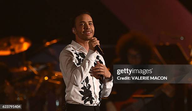 Prince Royce sings during the show for the 2016 Latin GRAMMY's Person Of The Year honoring Marc Anthony at the MGM Grand on November 16, 2016 in Las...