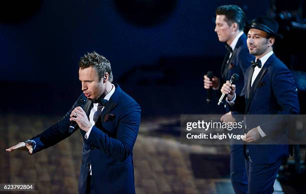 Victor Micallef, Clifton Murray, and Fraser Walters of The Tenors perform during the 2016 Gershwin Prize For Popular Song celebrating the music of...