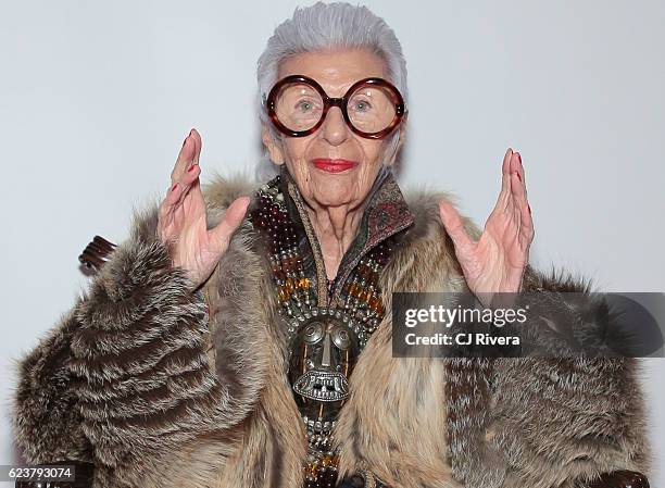 Iris Apfel attends the Holiday House Opening Night Benefit Honoring Iris Apfel at The Sullivan Mansions on November 16, 2016 in New York City.