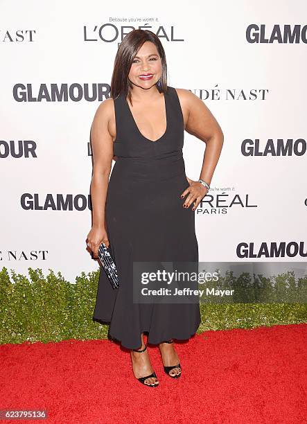 Actress/writer Mindy Kaling arrives at the Glamour Women Of The Year 2016 at NeueHouse Hollywood on November 14, 2016 in Los Angeles, California....