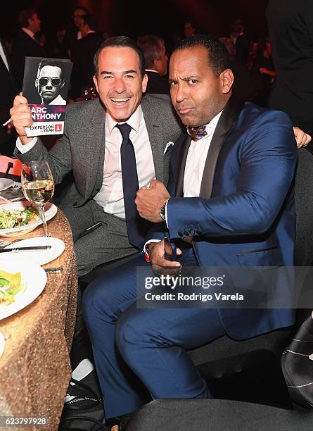 Actor Carlos Calderón and actor/TV personality Tony Dandrades attend the 2016 Person of the Year honoring Marc Anthony at the MGM Grand Garden Arena...