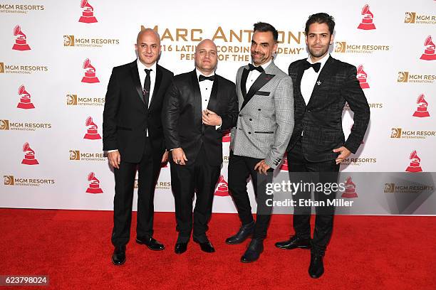 Musical group Caramelos de Cianuro attend the 2016 Person of the Year honoring Marc Anthony at MGM Grand Garden Arena on November 16, 2016 in Las...