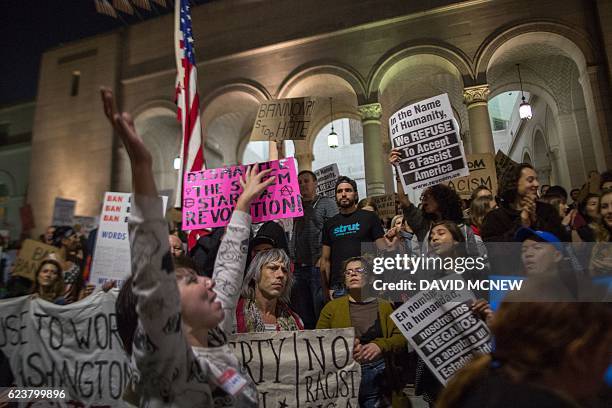 People protest against the appointment of white nationalist alt-right media mogul, former Breitbart News head Stephen Bannon, to be chief strategist...