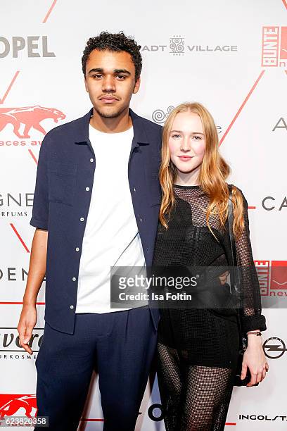 German actor Langston Uibel and his girlfriend Gina Stiebitz attend New Faces Award Style on November 16, 2016 in Berlin, Germany.