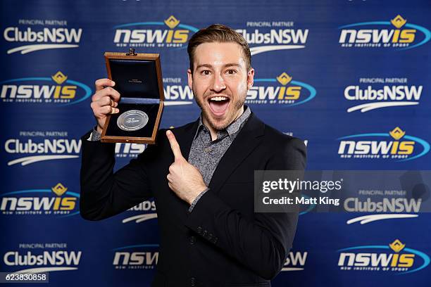 Matthew Mitcham poses with the NSWIS Most Outstading Award during the NSWIS Awards at SCG on November 17, 2016 in Sydney, Australia.