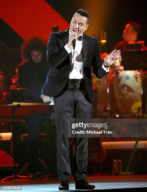 Victor Manuelle performs onstage during the 2016 Latin GRAMMY Person of The Year honoring Marc Anthony held at MGM Grand Garden Arena on November 16,...