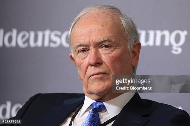 Tim Clark, president of Emirates Airlines, looks on during a panel discussion at the Sueddeutsche Zeitung Economic Summit in Berlin, Germany, on...