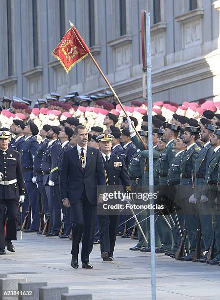 King Felipe VI of Spain attends the 12th Legislative Sessions opening at the Spanish Parliament on November 17, 2016 in Madrid, Spain.