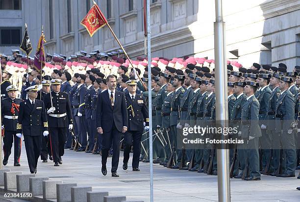 King Felipe VI of Spain attends the 12th Legislative Sessions opening at the Spanish Parliament on November 17, 2016 in Madrid, Spain.