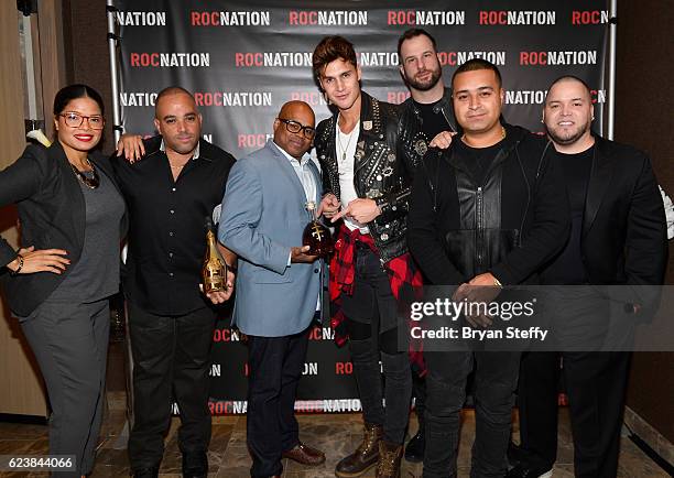 Elaine Hamilton, entrepreneur Luis Lex Perez, Roberto Castillo, singer/model Fede Dorcaz, music manager Veikko Furhmann, DJ Camilo and Roc Nation...