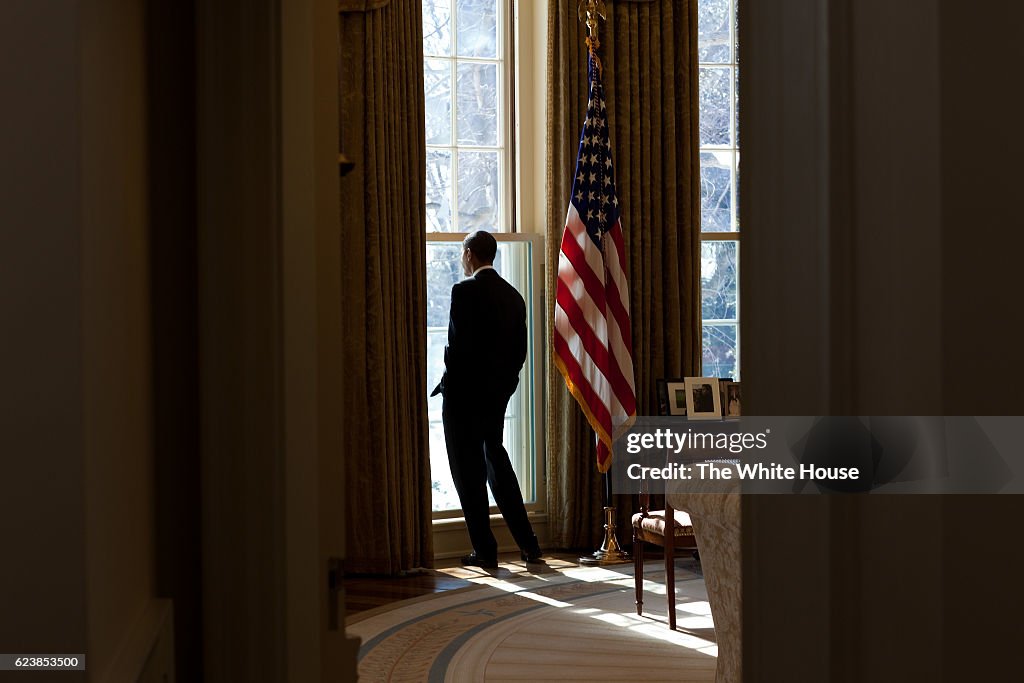 Barack Obama In The Oval Office