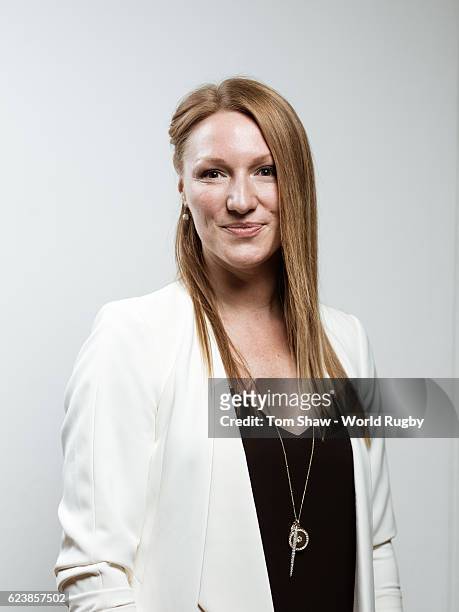 Heather Moyse of Canada poses for a picture during the induction at the launch of the World Rugby via Getty Images Hall of Fame at the Rugby Art...