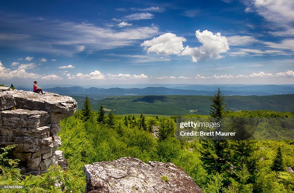 Female Hiker at Dolly Sods Wilderness, West Virginia, USA