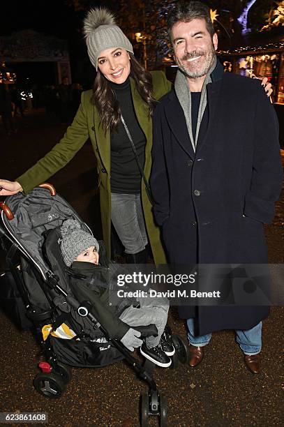 Simon Cowell with Lauren Silverman and son Eric Cowell attend a VIP Preview of Hyde Park's Winter Wonderland 2016 on November 17, 2016 in London,...