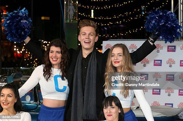 Caspar Lee attends the UK Premiere of "Joe & Casper Hit The Road USA" at Cineworld Leicester Square on November 17, 2016 in London, England.