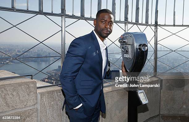 Sterling K Brown visits The Empire State Building on November 17, 2016 in New York City.