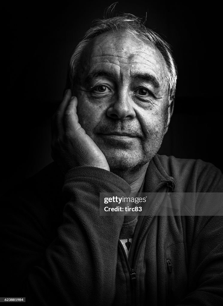 Mature man gritty portrait close-up