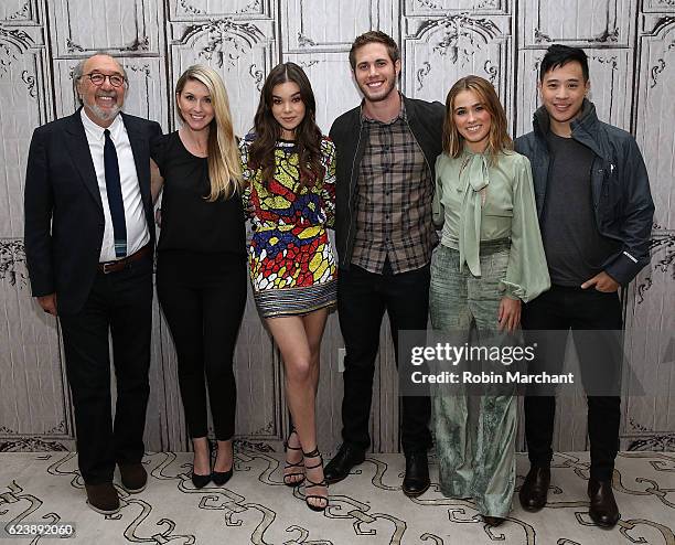 James L. Brooks, Kelly Fremond Craig, Hailee Steinfeld, Blake Jenner, Haley Lu Richardson and Hayden Szeto attend The Build Series presents "The Edge...