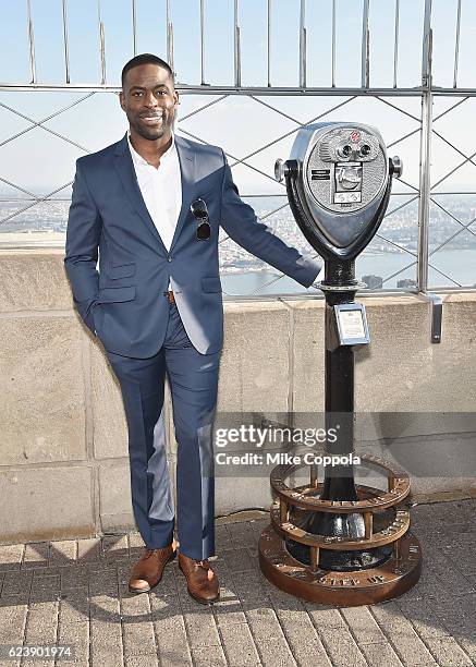 Actor Sterling K Brown Visits The Empire State Building at The Empire State Building on November 17, 2016 in New York City.