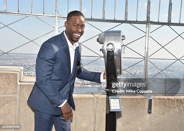 Actor Sterling K Brown Visits The Empire State Building at The Empire State Building on November 17, 2016 in New York City.