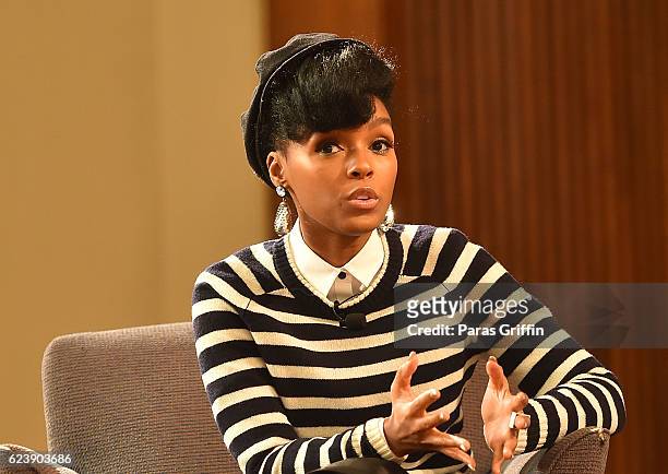 Singer/actress Janelle Monae attends "Hidden Figures" Q & A Discussion at Spelman Convocation at Spelman College on November 17, 2016 in Atlanta,...