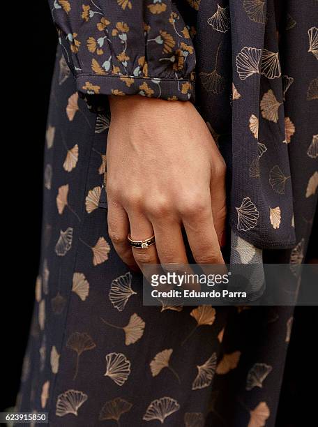 Actress Amaia Salamanca, ring detail, the 'Amichi new collection' photocall at Amichi store on November 17, 2016 in Madrid, Spain.