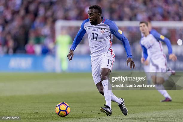 United States Men's National Team player Jozy Altidore dribbles the ball down field in the first half during the FIFA 2018 World Cup Qualifier at...