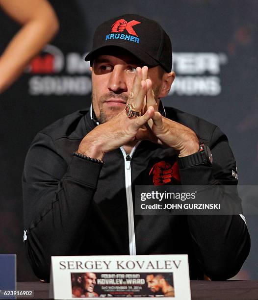 Boxer Sergey Kovalev of Russia attends a news conference at the MGM Grand in Las Vegas, November 17, 2016. Kovalev will meet Andre Ward of the US for...